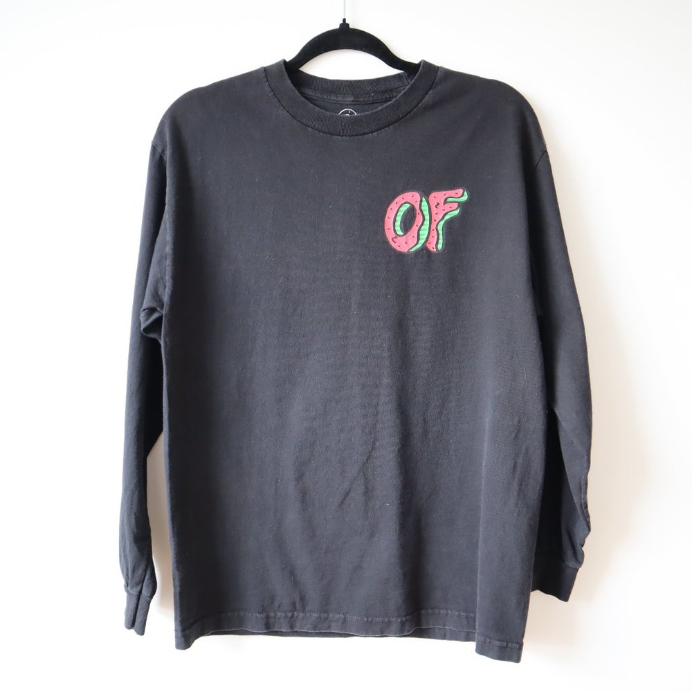 Odd Future Long Sleeve Watermelon Logo Black T Shirt, Size Medium